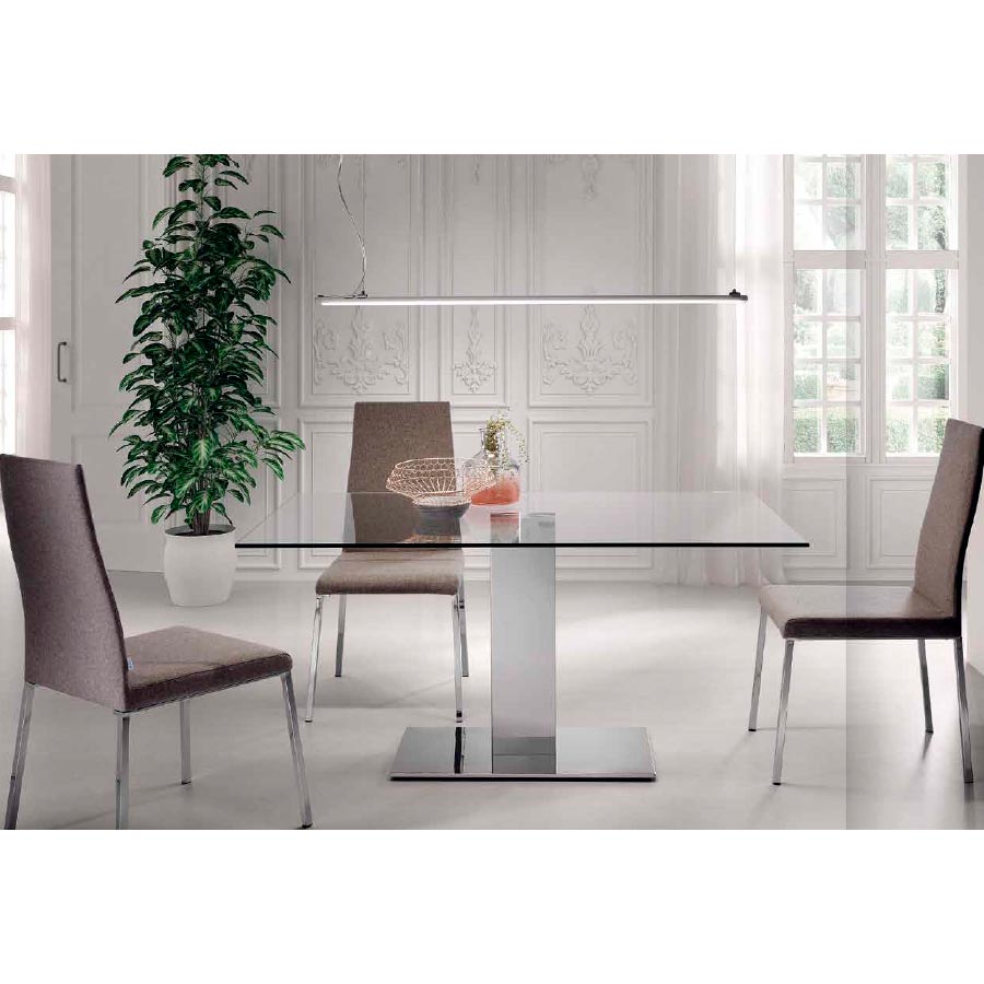 Mesa salón - comedor T77, elegante mesa con sobre de cristal Mesa salón - comedor T77, elegante mesa con sobre de cristal