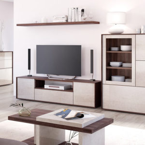 Salon-comedor-completo-floky-nogal-cemento-vitrina2-tv-mesacentro