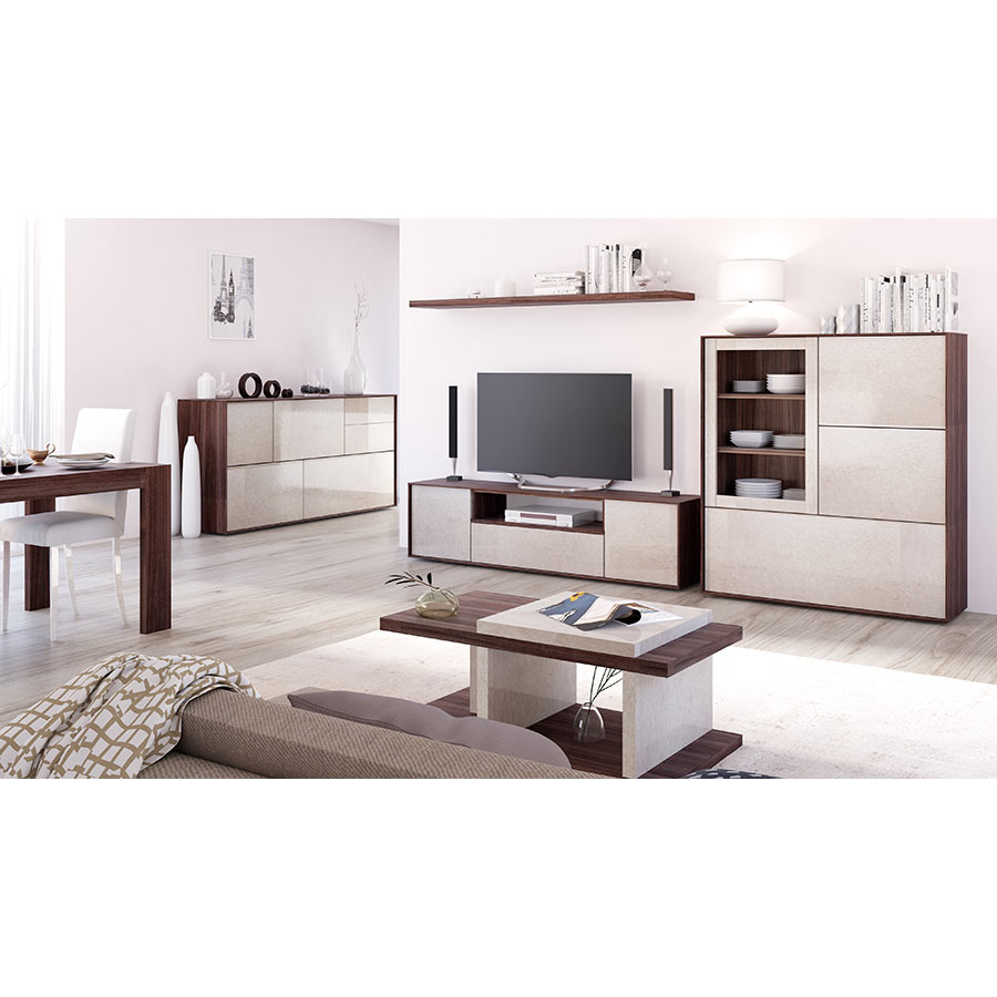 Salon-comedor-completo-floky-nogal-cemento-vitrina2 - Muebles, Tiendas de  Muebles en Lleida